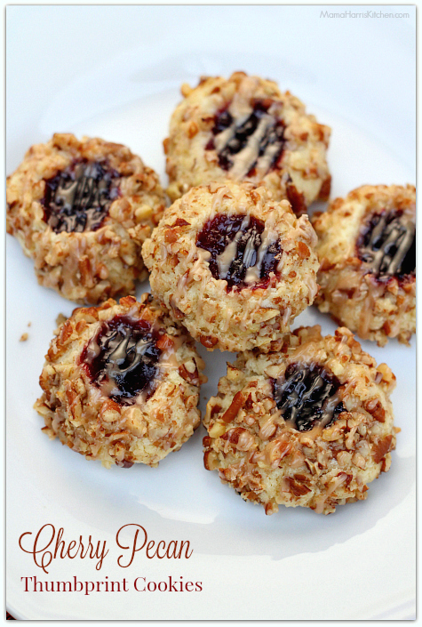 Cherry Pecan Thumbprint Cookies