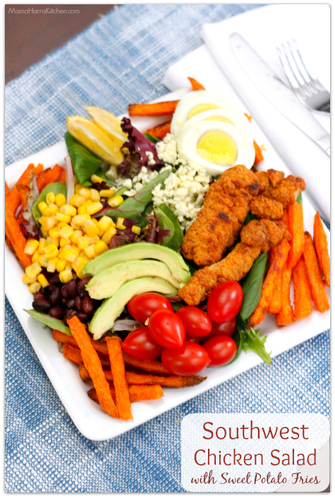 Southwest Chicken Salad with Sweet Potato Fries