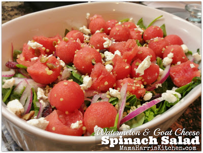 Watermelon & Goat Cheese Spinach Salad