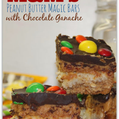 M&M’s Peanut Butter Magic Bars with Chocolate Ganache