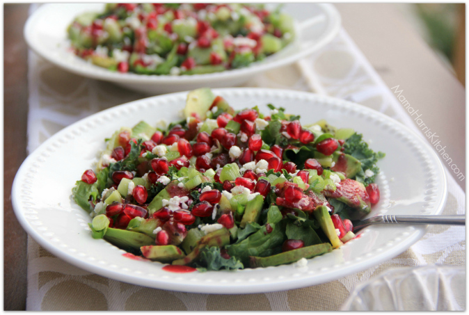 Avocado, Kiwi & Pomegranate Salad with Blackberry-Lime Dressing