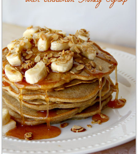 mango pancakes with cinnamon honey syrup