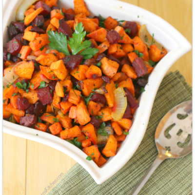 Roasted Sweet Potatoes, Beets and Carrots