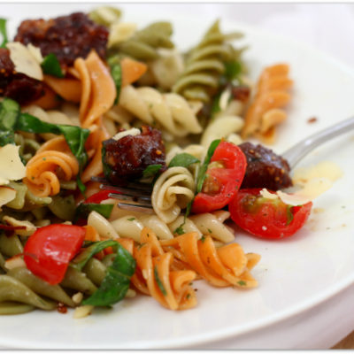 Vegetarian Italian Sausage with Tri-Color Rotini {GIVEAWAY}