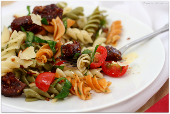 Vegetarian Italian Sausage with Tri-Color Rotini