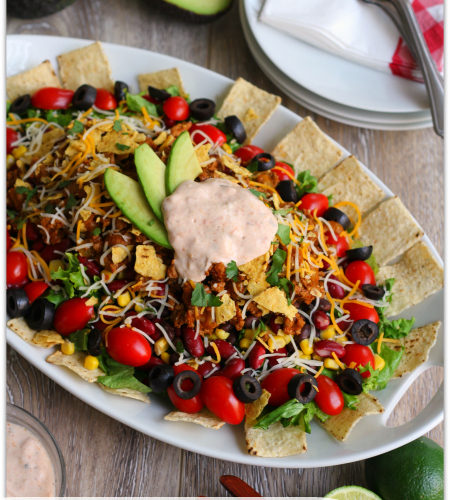 Easy Taco Salad with Creamy Habanero Lime Sauce #700ReasonsforSummer #IC #ad