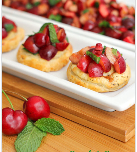 sweet and savory cherry bruschetta #puffpastry AD | Mama Harris' Kitchen