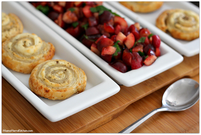 sweet and savory cherry bruschetta #puffpastry AD | Mama Harris' Kitchen