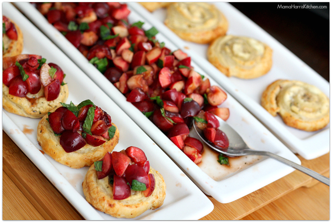 sweet and savory cherry bruschetta #puffpastry AD | Mama Harris' Kitchen
