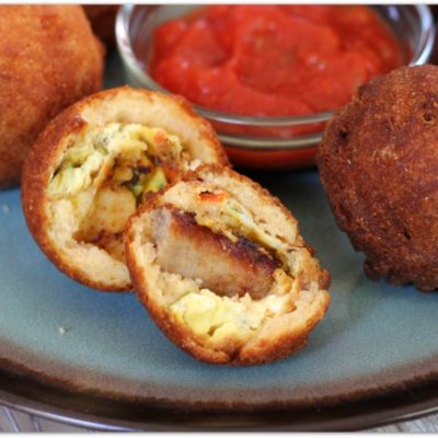 Cornbread Battered Breakfast Bites with Sausage and Egg