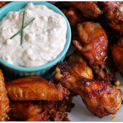 Smoky Brown Sugar Wings with Blue Cheese Dip