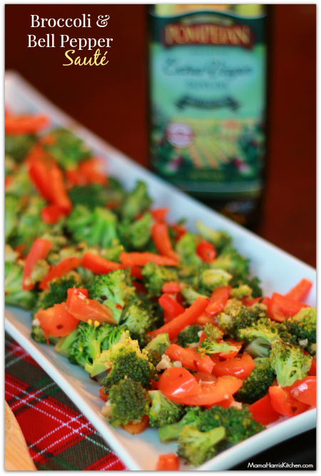 Thanksgiving for the Vegetarian - 12 Recipe Ideas - broccoli and bell pepper saute | Mama Harris' Kitchen