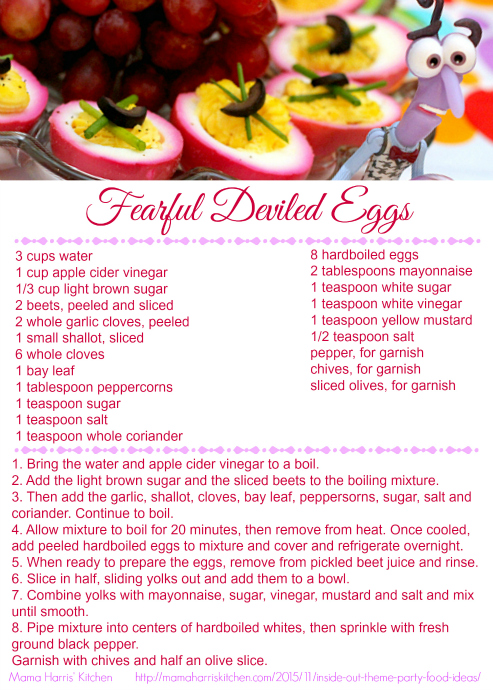 Inside Out Fearful Deviled Eggs Printable Recipe Card #InsideOutEmotions #cbias AD | Mama Harris' Kitchen