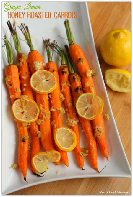 Thanksgiving for the Vegetarian - 12 Recipe Ideas - ginger lemon honey roasted carrots | Mama Harris' Kitchen