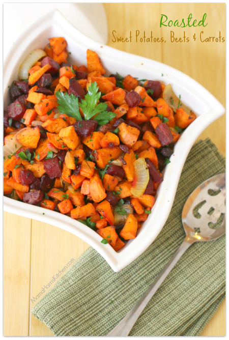 Thanksgiving for the Vegetarian - 12 Recipe Ideas - Roasted Sweet Potatoes, Beets and Carrots | Mama Harris' Kitchen