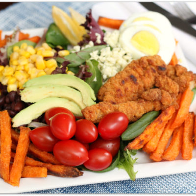 Southwest Chicken Salad with Sweet Potato Fries #FarmToFlavorRecipes with NATURERAISED FARMS® AND ALEXIA® FARM TO FLAVOR FAMILY RECIPES AT TARGET AD | Mama Harris' Kitchen