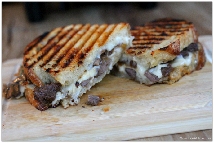 Three Cheese Steak and Mushroom Panini with San Luis Sourdough Bread AD | Mama Harris' Kitchen