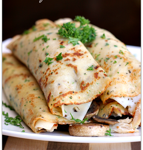 Savory Crepes with Turkey, Mushroom and Swiss Cheese | Mama Harris' Kitchen