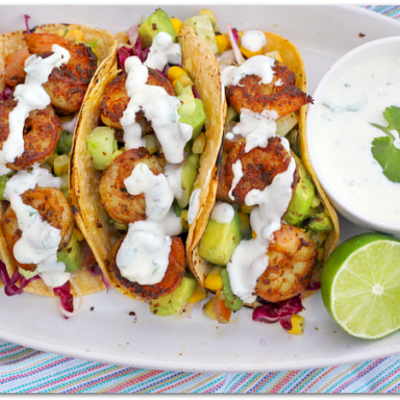 Shrimp Tacos with Cilantro Lime Cream