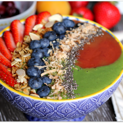 Cherry Apricot and Green Swirl Smoothie Bowl