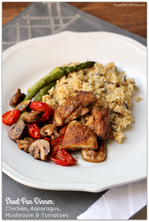 Sheet Pan Dinner: Chicken Asparagus Mushroom Tomatoes #NewComfortFood AD | Mama Harris' Kitchen