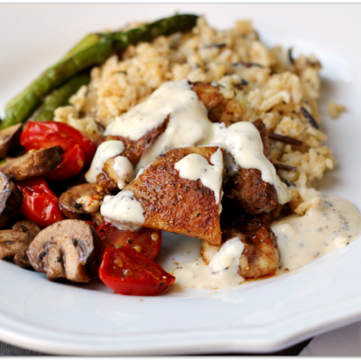 Sheet Pan Dinner: Chicken, Asparagus, Mushroom and Tomatoes