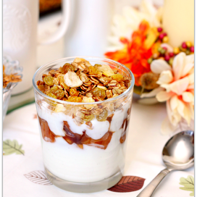 Apple Yogurt Parfaits with Homemade Fall Flavors Granola