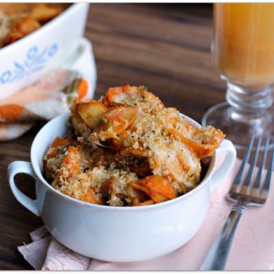 Chicken Sausage and Pumpkin Pasta Bake