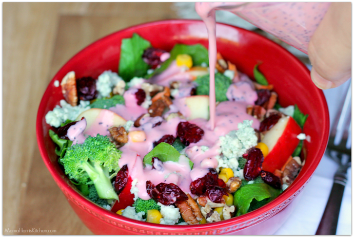 Crunchy Broccoli-Apple Salad with Creamy Raspberry Poppy Seed Dressing #BetterWithCraisins AD | Mama Harris' Kitchen