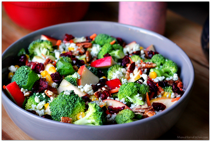 Crunchy Broccoli-Apple Salad with Creamy Raspberry Poppy Seed Dressing #BetterWithCraisins AD | Mama Harris' Kitchen