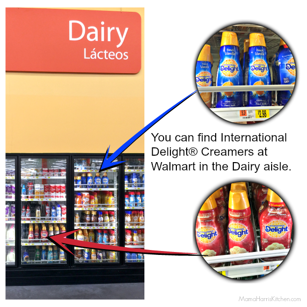 International Delight® Creamers are available at Walmart in the Dairy aisle.