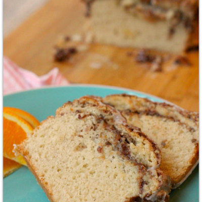 Cinnamon Swirl Quick Bread with French Vanilla Glaze