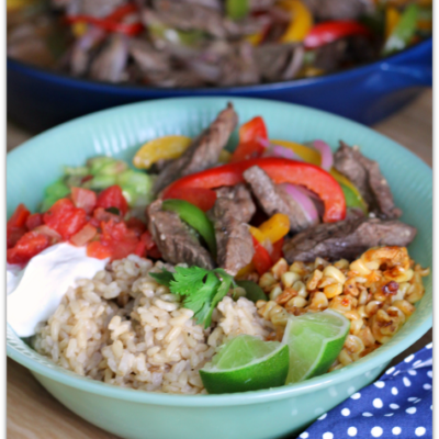 Beef Fajita Brown Rice Bowls