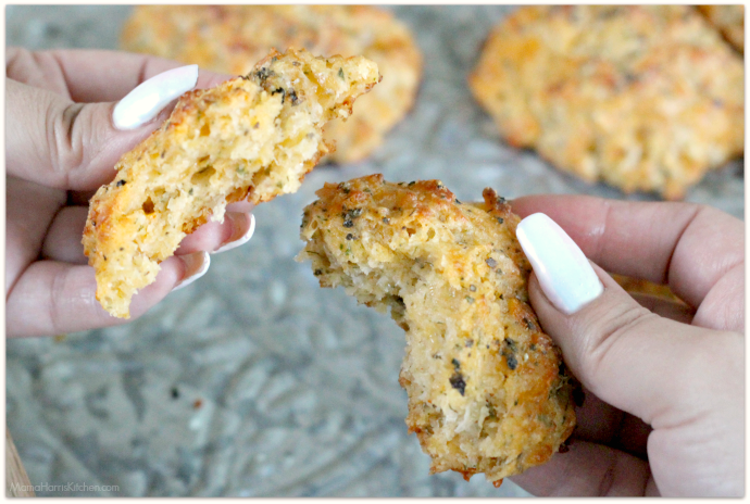 Three Cheese Garlic-Herb Drop Biscuits | Mama Harris' Kitchen