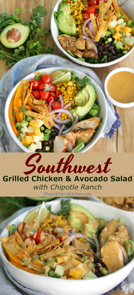 Southwest Grilled Chicken and Avocado Salad with Chipotle Ranch (ad) #BTBGrillingRecipes #IC | Mama Harris' Kitchen