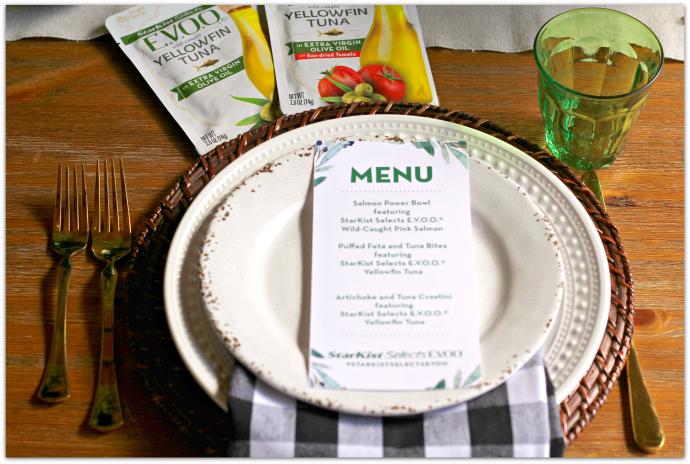 Fresh Entertaining Ideas with Tuna - Place Setting with Menu AD #StarkistSelectsEVOO